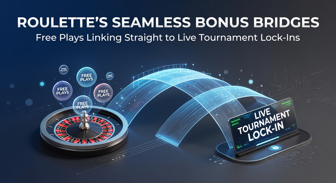 Grafik einer nahtlosen Bonus-Brücke in Roulette, die Free Plays mit Live-Turnier-Zugang verbindet