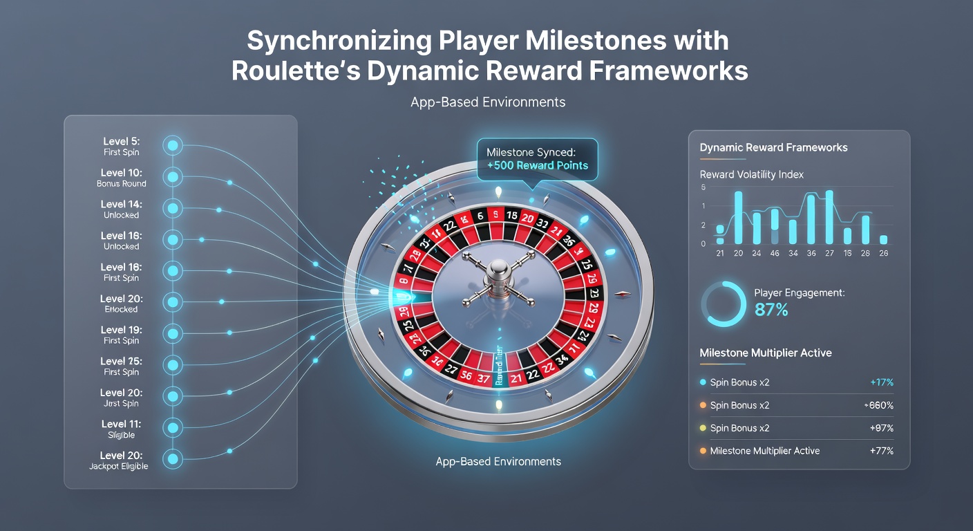 Diagramm einer dynamischen Belohnungsstruktur mit Meilenstein-Synchronisation in einer Roulette-App
